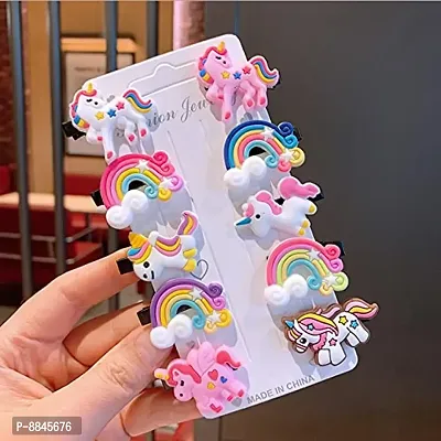 10 Clips Pack Unicorn Hair Clips For Kids-thumb0