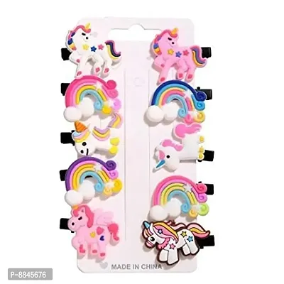 10 Clips Pack Unicorn Hair Clips For Kids-thumb2
