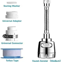 360 Degree Rotating Water-Saving Sprinkler and Faucet Aerator Flexible Water Faucet Sprayer Extender Jet Spray for Sink Turbo Flex(6 Inch)-thumb1