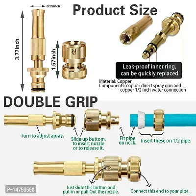 High Pressure Water Spray Nozzle Suitable for 1/2 Hose Pipe Adjustable Brass Spray Nozzle-thumb4