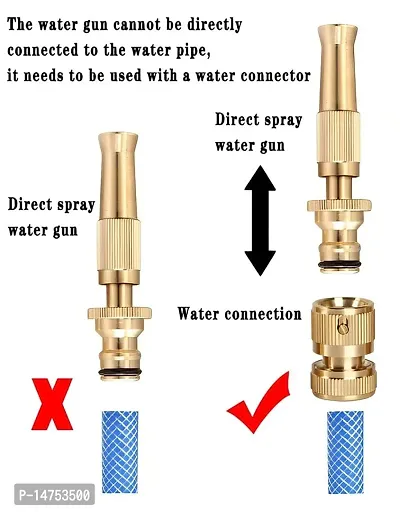 High Pressure Water Spray Nozzle Suitable for 1/2 Hose Pipe Adjustable Brass Spray Nozzle-thumb5