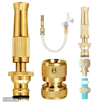 High Pressure Water Spray Nozzle Suitable for 1/2 Hose Pipe Adjustable Brass Spray Nozzle-thumb2