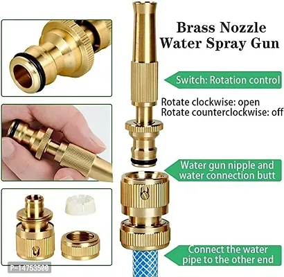 High Pressure Water Spray Nozzle Suitable for 1/2 Hose Pipe Adjustable Brass Spray Nozzle-thumb3