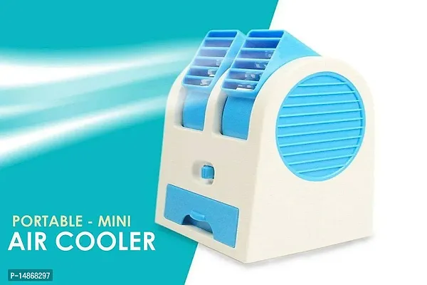 Mini Air Cooler Portable AC USB Battery Operated Air Conditioner WaterCooling Fan Dual Blower with Ice Chambe Perfect for Temple,Home,Kitchen USE, Study Many MULTICOLOURS (Pack of 1)-thumb0