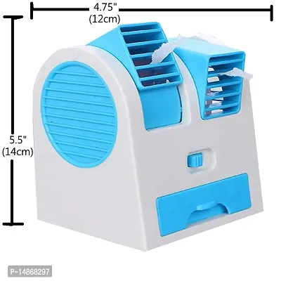 Mini Air Cooler Portable AC USB Battery Operated Air Conditioner WaterCooling Fan Dual Blower with Ice Chambe Perfect for Temple,Home,Kitchen USE, Study Many MULTICOLOURS (Pack of 1)-thumb2