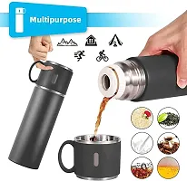 Stainless Steel Thermo 500ml Vacuum Water Bottle with Cups for Coffee Water Hot and Cold Drink Water Flask Travel Mug Water Bottle (Multicolor)-thumb1