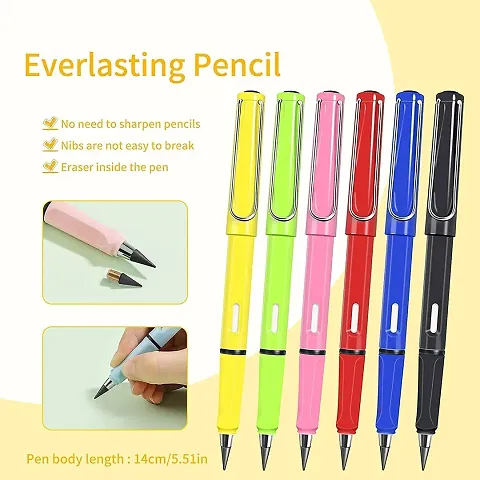 10  Pcs Everlasting Reusable Pencil Inkless Pencils Eternal Portable Erasable Metal Writing Pens Infinite Replaceable Graphite Nib