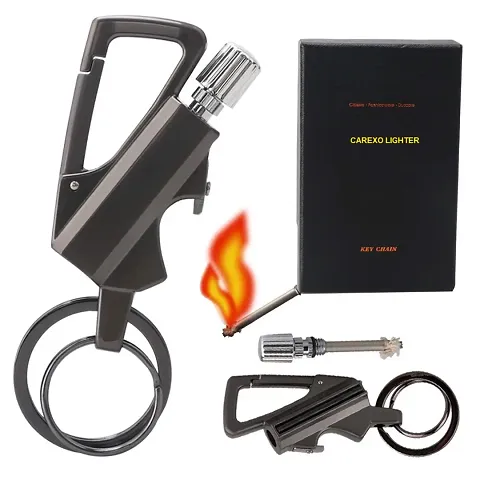 3 in 1 Keychain Lighter | Waterproof Cigarette Flint Lighter + Keyring + Bottle Opener | Emergency Fire Starter Match Sticks Used for Outdoor Camping