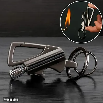 3 in 1 Keychain Lighter | Waterproof Cigarette Flint Lighter + Keyring + Bottle Opener | Emergency Fire Starter Match Sticks Used for Outdoor Camping-thumb5