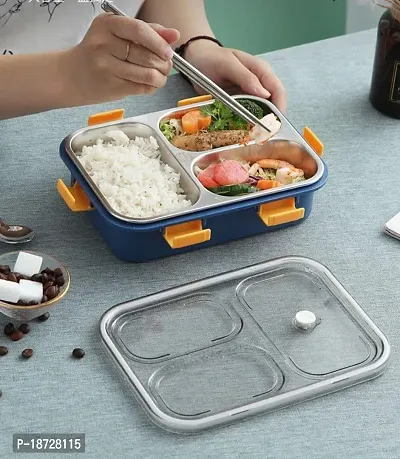 Lunch Box for Kids, Lunch Box for Kids ? 3 Compartment Insulated Lunch Box Stainless Steel Tiffin Box for Boys, Girls, School  Office Men (Random Color)