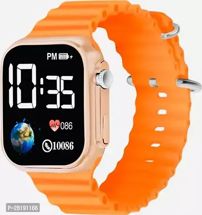 Kids digital watch Orange earth Ultra Led Square Dial Digital Watch Silicon Strap Boys  Grils