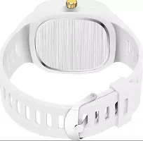 Fashionable Square white Dial Designer Stylish Rubber Belt Strap Analog Watch for Mens  Boys.-thumb2