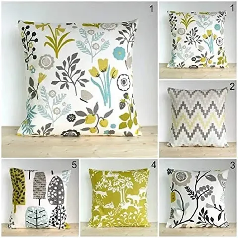 Jute Cotton Printed Cushion Covers- Pack of 5