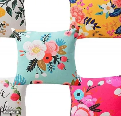 Comfortable Polyester Digital Printed Square Shaped Cushion Covers- Pack Of 5-thumb0