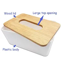 Wooden Tissue Box Holder,Rectangular Bamboo Tissue Box Cover,Removable Tissue Dispenser Organizer for Bathroom,Bedroom,Living Room,Kitchen,Office-thumb1