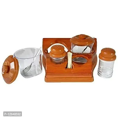 CLOUDTAIL CHOICE All-in-1 Multipurpose Plastic Salt, Pepper Set with 2 Pickles/Sugar Jar (Standard Size) Set of 1