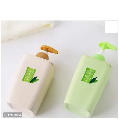 CLOUDTAIL CHOICE Bamboo Plastic Elegant Cubic Liquid Soap Dispenser, Lotion, Gel, Soap, Shampoo Dispenser Pump Bottle for Kitchen and Bathroom Accessories Dispenser-thumb4