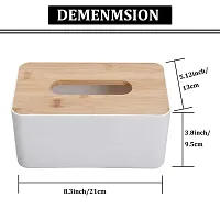 Meirrnyyu Wood Tissue Box Cover,Facial Tissue Dispenser Holder,Wooden Rectangular Removable Tissue Holder for Storage on Bathroom Vanity,Countertop,Bedroom Dresser,Night Stand,Desk-thumb1