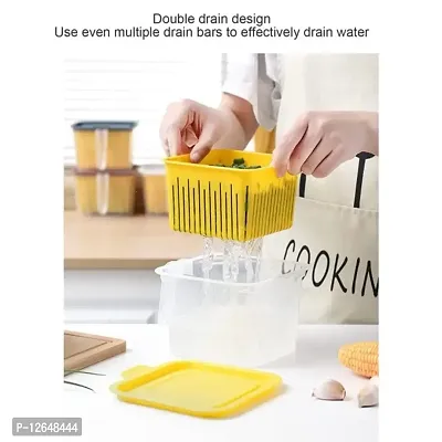 justone choice Double Layer Drain Basket Vegetable Fruit Washing Basket with Lid and Handle for Home Kitchen Sink Refrigerator Onion-thumb4