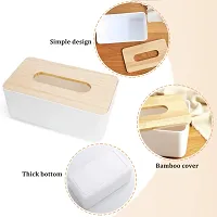 Meirrnyyu Wood Tissue Box Cover,Facial Tissue Dispenser Holder,Wooden Rectangular Removable Tissue Holder for Storage on Bathroom Vanity,Countertop,Bedroom Dresser,Night Stand,Desk-thumb2