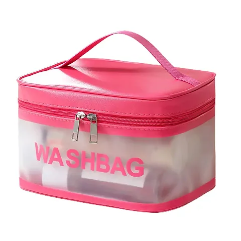 Aryamurti Waterproof Large Capacity Double Zipper Letter Print Cosmetic Bag Thickened Matte Translucent Toiletry Organizer