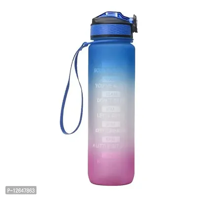 justone choice Water Bottle 1000ml with Nozzle Motivational Water Cup with Time Marker and Buckle Leakproof Tritan Water Kettle for Camping Outdoor