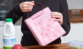 CLOUDTAIL CHOICE Lunch Bag Stylish Flamingo Insulated Lunch Tote Bag/Tote Lunch Bag/Tiffin Bag For School, Office, Travel, Office Lunch Bag Size: 24 cm x 19 cm x 17 cm, Multi-Color,set of 1-thumb3