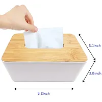 Wooden Tissue Box Holder,Rectangular Bamboo Tissue Box Cover,Removable Tissue Dispenser Organizer for Bathroom,Bedroom,Living Room,Kitchen,Office-thumb2