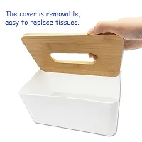 Wooden Tissue Box Holder,Rectangular Bamboo Tissue Box Cover,Removable Tissue Dispenser Organizer for Bathroom,Bedroom,Living Room,Kitchen,Office-thumb3