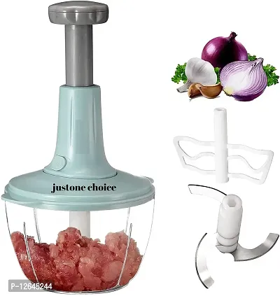 justone choice Manual Speedy Hand Press Food Chopper-Care Bliss BPA Free Stainless Steel Blade Onion Chopper for Vegetables Fruits Nuts and More-Egg Whisk-Salad Spinner-thumb0