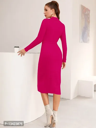 Stylish Fancy Lycra Solid Bodycon Dress For Women-thumb2