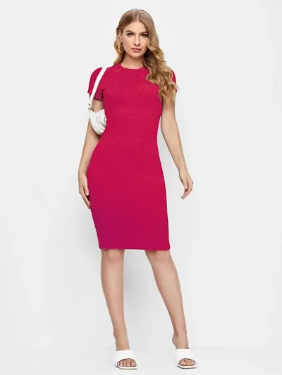 SWEETPEL Designer Women's Midi Dress Color Bodycone Dress