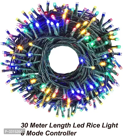 Olae 150 Leds 30 M Multicolor Flickering, Steady Bulb Rice Lights Pack Of 1-thumb0