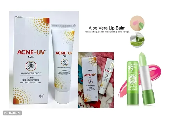 Silicon Sunscreen Face Gel SPF 30 Pa+++ 60gm and Aloevera Soothing Lip Balm