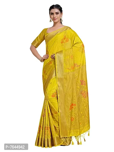 MIMOSA Women's Kanjivaram Art Silk Saree With Unstiched