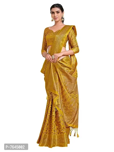 MIMOSA Women's Kanjivaram Art Silk Saree With Unstiched