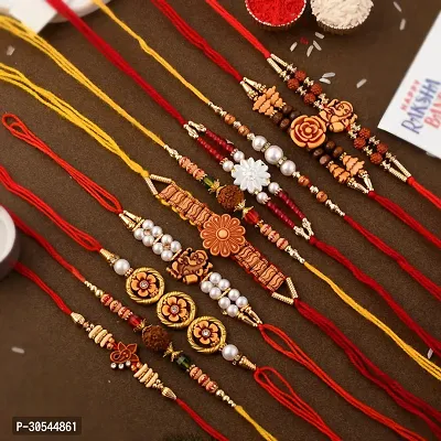 Classic Rakhi Kundan Bracelet Rakhi For Raksha Bandhan Pearl Rakhi Set Of 10