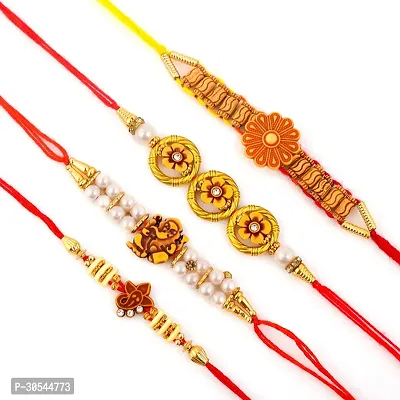 Classic Rakhi Kundan Bracelet Rakhi For Raksha Bandhan Pearl Rakhi Set Of 4