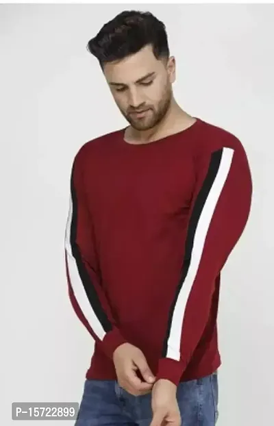 Reliable Maroon Cotton  Round Neck Tees For Men-thumb0