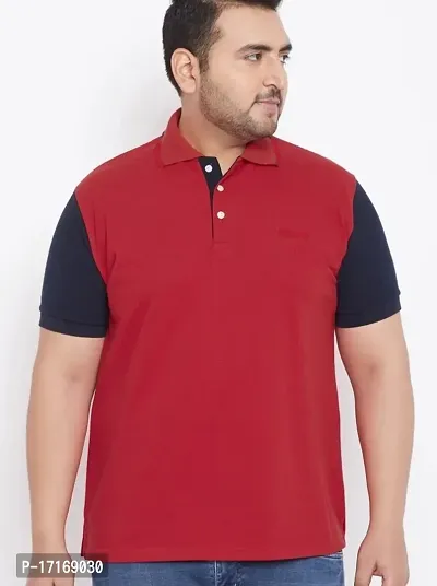 Men Plus Size Colorblocked Polo T-shirt