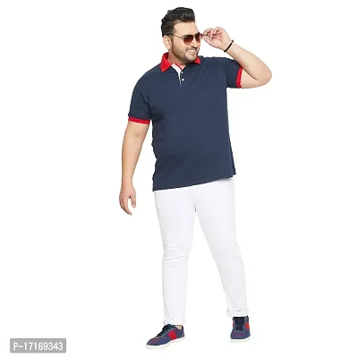 Men Plus Size Colorblocked Polo T-shirt