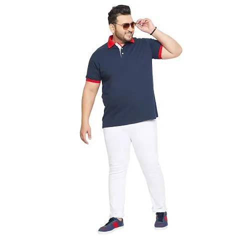 Men Plus Size Colorblocked Polo T-shirt