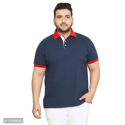 Men Plus Size Colorblocked Polo T-shirt-thumb3