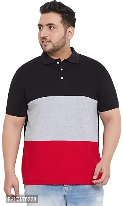 Men Plus Size Colorblocked Polo T-shirt-thumb0