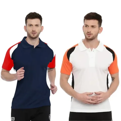 Trendy Latest Multicolored Evergreen V Shape Collared Polo/T-Shirt For Men Pack Of 2