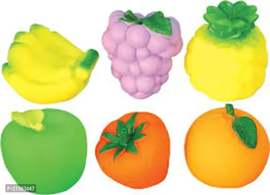 Kids Squeezy Fruits Soft Toy Natural Set Chu Chu Sound Non-Toxic Toys ( Pack of 6 )-thumb0