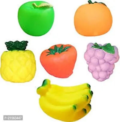 Kids Squeezy Fruits Soft Toy Natural Set Chu Chu Sound Non-Toxic Toys ( Pack of 6 )-thumb2