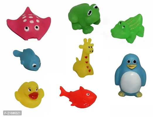 Mi Squeeze Animal Frog Duck Fish Any 8product  Soft Toys Chu Chu Sound Toys Non-Toxic ( 8pc Multicolor 5cm )