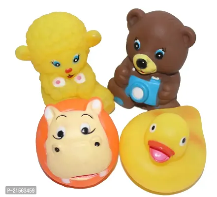 Soft Toys Toy Set Chu Chu Sound Toys Non-Toxic Bath Toy Bath Toy Pack Of 4 ( Multicolor 12Cm)