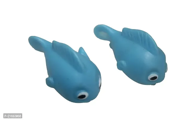 Soft Toys Squeezy Blue Fish Set Chu Chu Toys Non-Toxic Bath Toy(Pack of 3 Multicolor 10cm 6cm)-thumb3